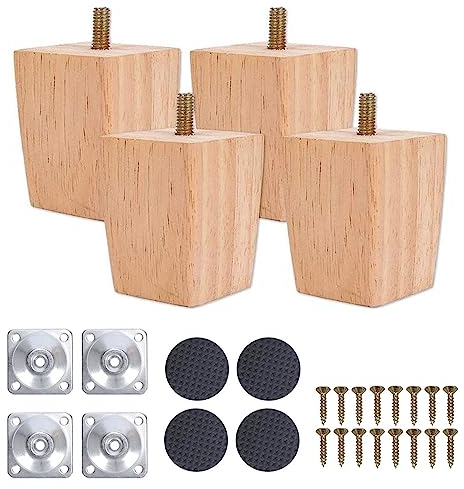 Pieds De Meuble en Bois, 4 PCS Pieds De Canapé en Bois Coniques, Pieds De Remplacement De Canapé, Canapé Pieds en Bois pour Canapé TV Lit Table à Manger Sièges Fauteuil Meubles(6cm)