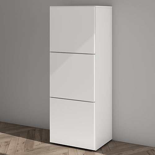 Mai & Mai Armoire à Chaussures Commode à Chaussures Entrée avec 3 Compartiments Meuble de Rangement Chaussure Blanc Mat 45x36x120 cm ACH2