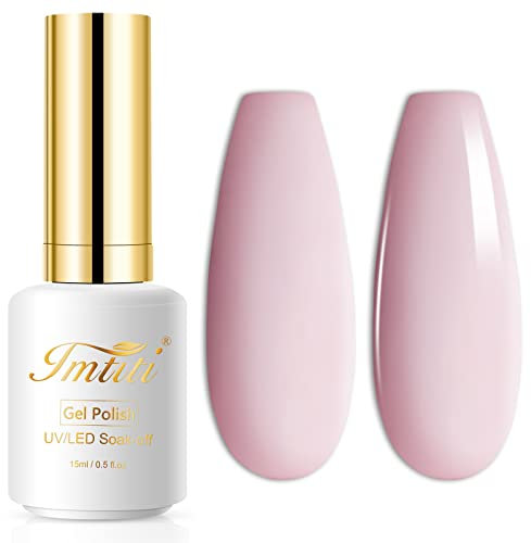 Imtiti Smalto Gel Rosa Nudo, 15ml Per Manicure Led/Uv, da Salone Per L'Autunno e L'Inverno