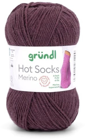 Gründl Hots Socks Merino uni, 4-fädige Sockenwolle, 50 g /200m,75% Schurwolle (Merino, superwash), 25% Polyamid,mulesing frei, Öko-tex Standard, (24 braun)