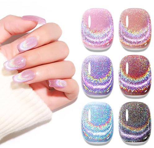 MIZHSE Katzenauge UV Gel Nagellack Set - 9D Holografisch Mit Magnet, Chamäleon Glitter für Nageldesign - 10ML (0.33fl.oz)