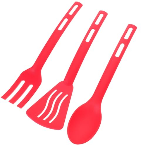 HOLIDYOYO 1 Juego Set De Utensilios De Cocina Cuchara y Espátula. Espátula De Silicona Juego De Espátula, Cuchara y Tenedor Pala Conejera Juego De 3 Piezas Delicado Páginas Niño