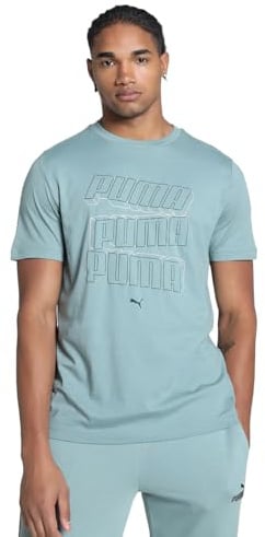 Puma Unisex ESS Logo LAB HOG Tee T-Shirts, Green Moon,