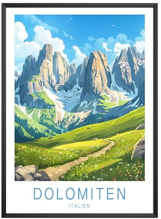 MJ-GRAPHICS® | Vintage Reise Poster Set - Dolomiten Alpen, Italien Berglandschaft - Fine Art Kunstdruck 300g - A3 Qualitätsdruck Travelposter im Retrostil mit intensiven Farben - ohne Rahmen
