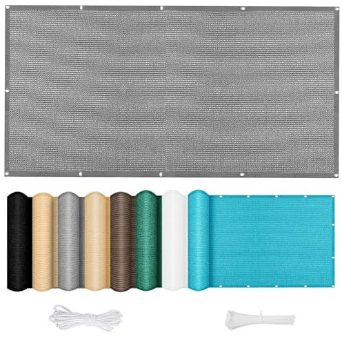 Brise-Vue pour Balcon 110 x 250 cm Protection UV Filet d'ombrage Clôture avec Attaches de Câble, Facile a Poser pour Balcon et Clôture Porches, Gris Clair