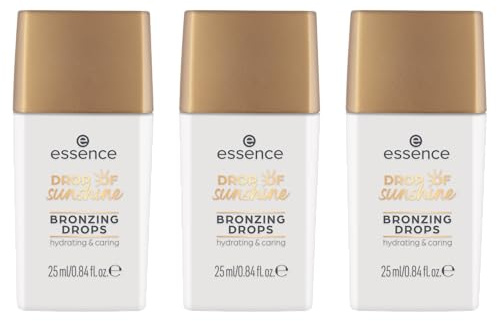 essence DROP OF sunshine BRONZING DROPS, Bronzer, Braun, feuchtigkeitsspendend, mit Vitaminen, pflegend, natürlich, vegan, ölfrei, ohne Parabene, ohne Mikroplastikpartikel, 3er Pack (3x25ml)