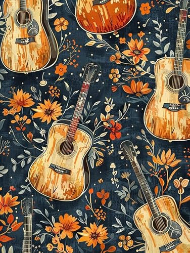 Bimkole DIY 5D Diamond Painting Zubehör Gitarre, Musik Diamant Malerei Kit Voll Runde Bohrer Malen nach Zahlen Malerei Stickerei Kreuzstich Diamond Dekoration 30x40cm