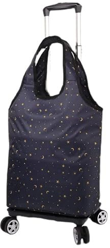 WUDLi Einkaufswagentasche, Trolley faltbar, 20 l Faltbare Trolley-Taschen, abnehmbare Aluminiumlegierung, einfache Lagerung mit 4 Rädern, 15 x 30 x 38 cm Rucksack für Supermarkt-Reisepicknick 3