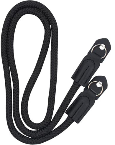 HBERCAI 100 cm Sangle Appareil Photo,Diamètre 9mm Bandoulière en Corde en Nylon,Bandoulière en Corde,Sangle Tour de Cou Universelle pour Appareil Photo Caméras Reflex,Numériques SLR et Vintage-Noir