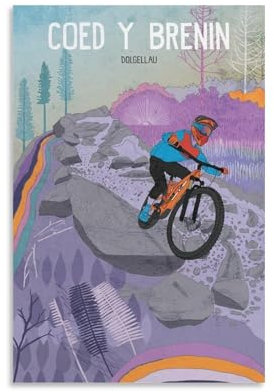 Vintage Athletes Outdoor Coed Y Brenin Bike Park Art Mountainbike Trail Center Poster, Mountainbike Art Mountainbike Poster Bike Art Poster Leinwand Poster Schlafzimmer Dekor Landschaft Büro Zimmer