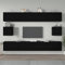 IKAYAA TV Cabinet Set black TV Stand 6 Piece Furniture