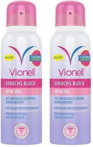 Vionell Intim Deo Damen, Intimdeodorant, Mild Deodorant Für Frauen, Hilft Gerüche Bis Zu 24 Stunden Zu Verhindern, Mit Frischem, Zartem Duft, 125 ml (Packung mit 2)
