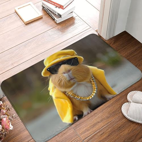 VOSERY Front Door Mat Indoor Outside Entrance - Heavy Metal Style Guinea Pig Front Door Mat Easy Clean 16x24in, All-Season Doormat Outdoor Entrance Patio Rug