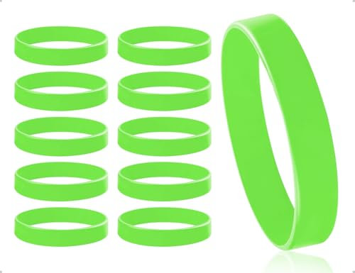 ZoeTekway 10 Stück Armbänder,Einfarbig Leere Silikonarmband,Herren Damen Kinder Sport Armband,für Fitness Laufen Party Sportmannschaft Aktivitäten(Grün,202 * 12 * 1.9 mm)