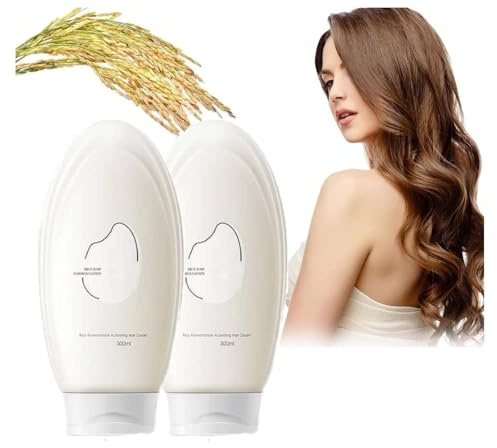 Rice Fermentation Essence Haarcreme, fermentierte Reiswasser-Haarmaske, Reis-Haarmaske für krauses und geschädigtes Haar, feuchtigkeitsspendende, glättende Haarcreme, tiefenpflegende Haarmaske,