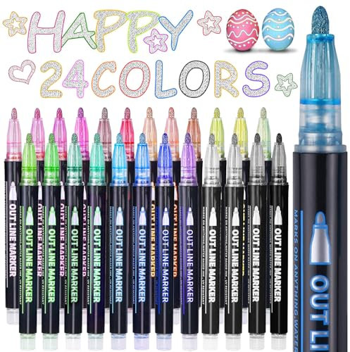 Maqhpu Adventskalender Füllung, Glitzerstifte Magische Stifte, Kleinigkeiten für Adventskalender Kinder, 12 Filzstifte Outline Stifte, Nikolaus Geschenke Kinder, Geschenke für Mädchen 4-12 jahre