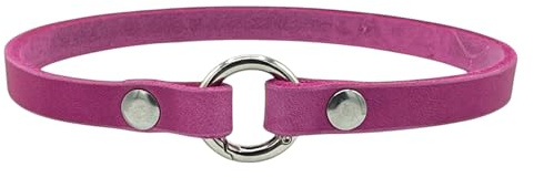 Markenhalsband Classic aus Leder für Hunde- oder Steuermarken | dünn & leicht (Pink)