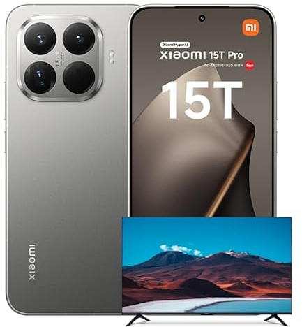 Xiaomi 15T Pro, Smartphone 12+256GB, 6.83 144Hz Eye-care Display, MediaTek Dimensity 9400+, 50MP Leica 5x Pro Telephoto, 5500mAh, Titanium, Charger Not Included,2-years warranty+Xiaomi TV F 32