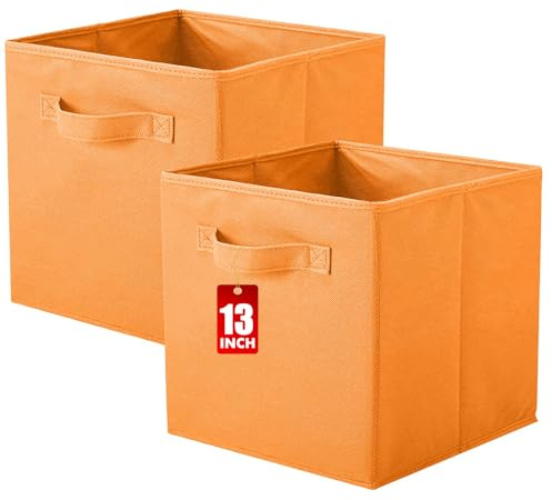 powerking Aufbewahrungsbehälter, faltbare Stoff-Aufbewahrungswürfel und Stoff-Speicher-Organizer-Schublade für Schrank und Spielzeug Lagerung, 13 X 13 X 13 X 13 INCH,2 Pack