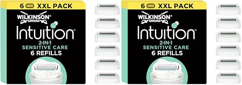 Wilkinson Sword Intuition 2-in-1 Sensitive Care Rasierklingen, Damenrasur, Hauch von Aloe vera, Rasierer für die alltägliche Rasur, 6 Stück (Packung mit 2)