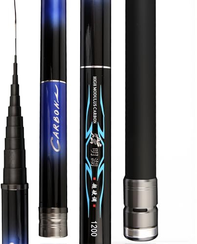 Gumatea Tragbare Carbon Angelrute karpfenrute stipprute Angelruten Supersteif Ultraleicht 28 Ton Teleskopstange Stick 7.2m 8m 9m 10m 11m 12m 13m Fern Grosser Fisch Angelausrüstung(13m)