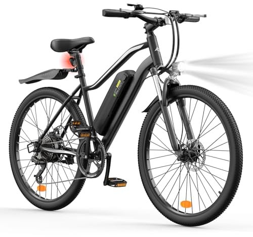 Finbike E Bike 26 Zoll, Elektrofahrrad 36V 10.4/15Ah Tauschbar Akku, 60-70KM Schnelllade EBike mit 7Gänge & Doppelscheibenbremse, E Mountainbike für Stadt,Durft, Alltagsmobilität