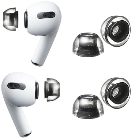 AZLA XELASTEC 2 Ohrstöpsel für AirPods Pro 1. und 2. Generation – Premium einteilige AirPod-Ersatzspitzen mit verbesserter Passform, Komfort und Geräuschisolierung – mit Premium-Silikon, 2 Paar (M)