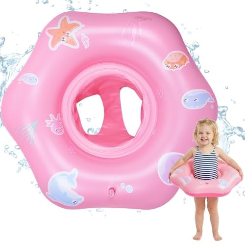 Flotador Bebe con Asiento de Seguridad Ninonly Patrones Lindos Inflable Flotador para Bebé con Parches de Reparación para Niños de 18 a 36 Meses Juguetes Acuáticos para Piscina,Playa y Bañera Rosa