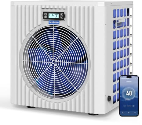 WARMBLU Wärmepumpe Pool 5 kW mit 1,5 kW Elektroheizung | H5 Luft-Wasser-Wärmepumpe für Pools bis 20 m³ | Hohe Effizienz COP 5,51, Heizen & Kühlen, WLAN App-Steuerung, Titan-Wärmetauscher, Poolheizung