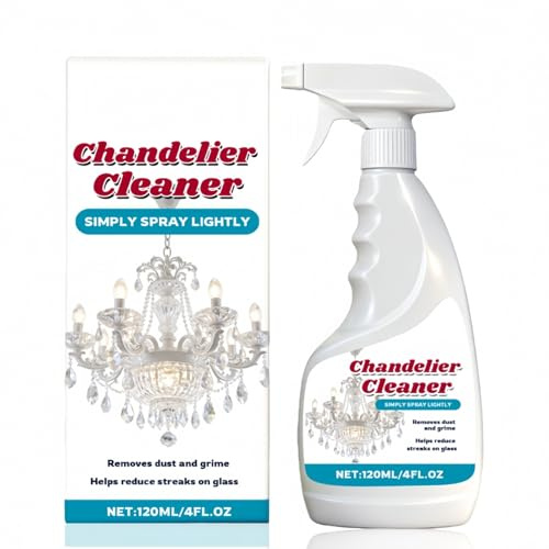 Chandelier Cleaner Drip Dry Spray, Streak-Free Chandelier Cleaner, Drip and Dry Chandelier Cleaning Spray, Fast Clean Finish on Glass & Crystal, No Wipe Spray Away Dust Remover, Glass Cleaner Spray