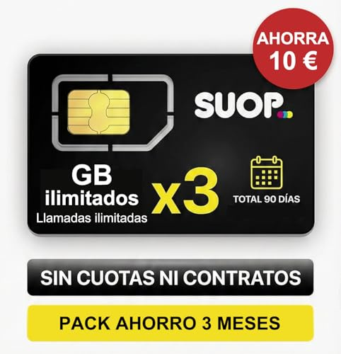 Tarjeta SIM Prepago | Pack Ahorro 3 Meses | Datos y Llamadas ilimitadas | Pago único, sin cuenta bancaria, GB ilimitados, 90 días de validez, ideal para móvil, router MiFi y cámaras. Sin permanencia