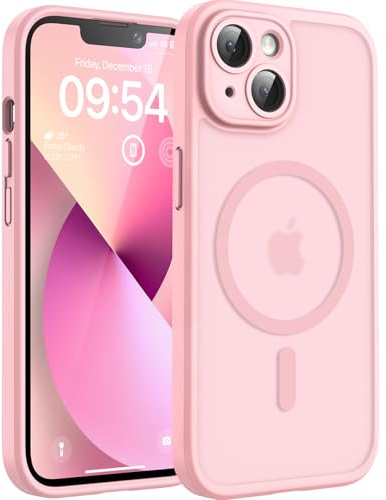 TOCOL Magnetic for iPhone 13 Case, Compatible with MagSafe, Full Camera Protection, Built-in Magnets, Drop Protection Shockproof Slim Translucent Matte Phone Case, Pink