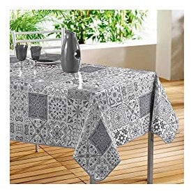 Douceur d'Intérieur Nappe Rectangle (140 x 240 cm) Persane Gris, PVC Imprimé