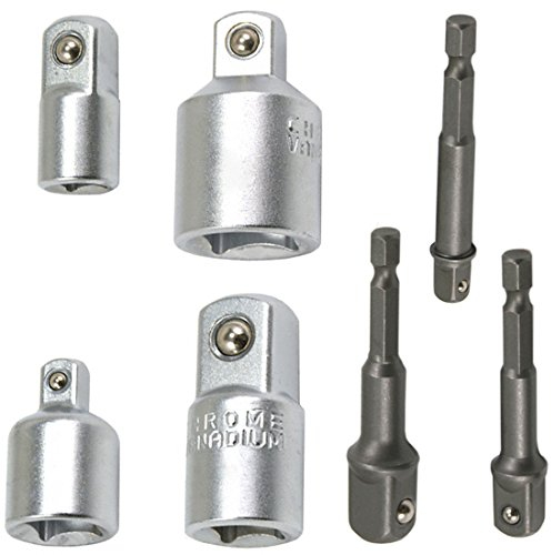Adapter-Satz 1/4 (6.3mm) 3/8 (10.0mm) und 1/2 (12.5mm) VERBINDUNGSSTÜCK/ÜBERGANGSTEIL/Reduzierstück/Vergrößerungsstück 7-tlg. für Knarren, Nuss, Ratschen, Steckschlüsseln, Akkuschrauber etc.