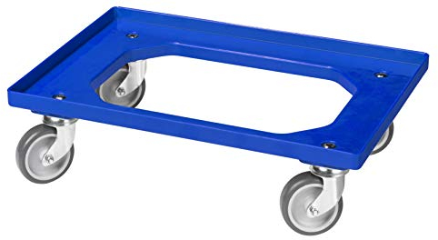 Transportroller für Kisten 60 x 40 cm mit 4 Lenkrollen in blau