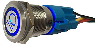 Mintice rostfreier Stahl 19mm KFZ Kippschalter Wippschalter Druckschalter Schalter Drucktaster 12V Blau Licht Metall Fernlicht Steckdose Stecker