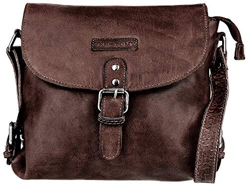 VEN-TOMY • Unisex Umhängetasche aus hochwertigem Waschleder Leder Schultentaschen Taschen Damen Herren VT412 (Dunkelbraun)