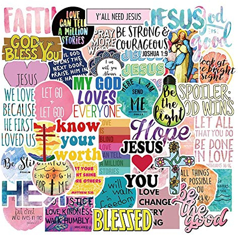 50PCS Christian Stickers Religious,Bible,Faith Stickers. Jesus and Cross Stickers. Cute Bible Accessories and Christian Gifts