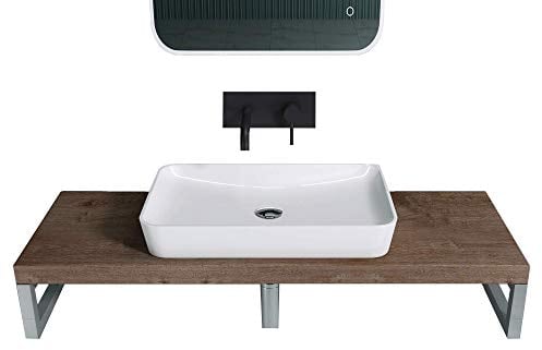 doporro Waschtischplatte für Aufsatzwaschbecken Waschbeckenauflage 45x100cm Waschtischkonsole in Eiche für Waschschalen inkl. Konsolenhalterung