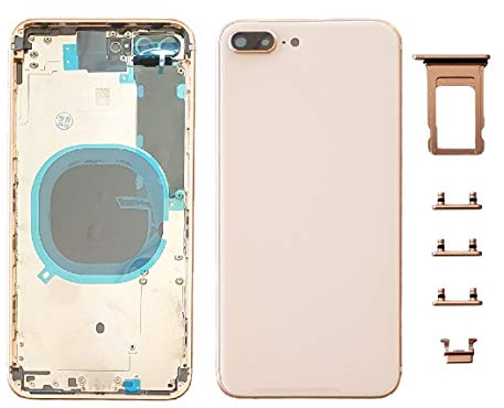 Smartex® Backcover aus Glas + Rahmen kompatibel mit iPhone 8 Plus | Rückseite Cover + Frame (Gold)