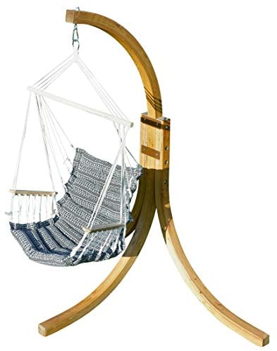 ALEOS. AS-S Hängesessel geknüft mit weichem Sitz Polster Holz Gestell aus Lärche NAV-Maly-Spezial komplett Hängesesselgestell und Hängesessel angenehmer Sitzkomfort im 6cm dickem Kissen