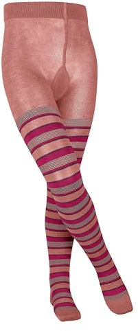 FALKE Unisex Kinder Mixed Stripe K TI Strumpfhose, Rosa (Wild Rose 8803), 80-92
