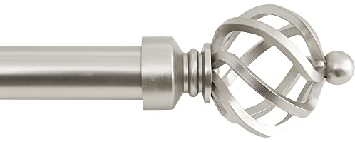 NICETOWN Vorhangstange Ausziehbar Gardinen Stangen mit Dekorativen Endstücken Gardienenstange für Verdunkelungsvorhänge, 1 Läufig, Nickel, 182-365 CM, Durchmesser 2,5CM