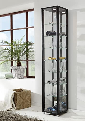 möbelando Vitrine Glasvitrine Standvitrine Vitrinenschrank Berlin IV Schwarz Struktur