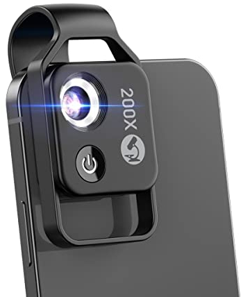 Microscope téléphonique 200x pour Enfants - Mini Microscope avec CPL - 2 Modes de luminosité - Aucune Application nécessaire pour Microworld