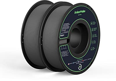 AnkerMake PLA+ 3D Druckfilament, AnkerMake Original Filament, 2er-Pack, 1kg, Robustes weiches Material, Hohe Klebekraft, Für schnelles Drucken geeignet (Grau)