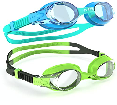 ZABERT K20 2er Set Schwimmbrille für Kinder Alter 3-10 Jahre | Anti-Beschlag, UV-Schutz, Wasserdicht; Fitness, Training, Unterricht; Hallenbad, offenes Meer, Flüsse, Seen und so weiter