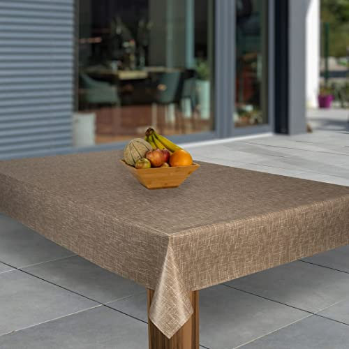 laro Wachstuch-Tischdecke Abwaschbar Wachstischdecke PVC Plastik-Tischdecken Eckig Meterware Abwischbar, Muster:Beige Braun, Größe:140x140