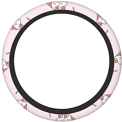 Rosa Einhorn gedruckt elastische Lenkradabdeckung rutschfeste Dekor Lenkradschoner Universal Fit 15 Zoll für SUV, LKW, Auto