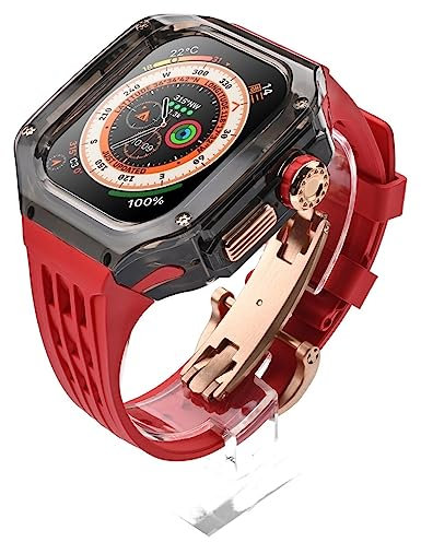 ONECMN Boîtier de montre transparent pour Apple Watch Ultra 49 mm, bracelet en caoutchouc de luxe, pour iWatch Ultra 49 mm, 49MM, Agate